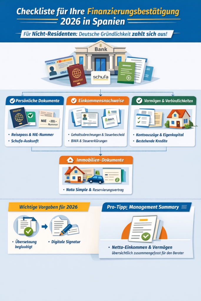 Checkliste Finanzierungsbestätigung Spanien für Nicht-Residenten